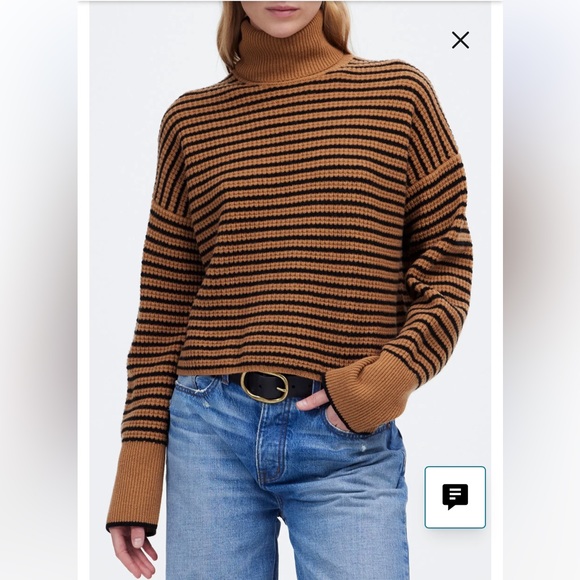 Madewell Brown and Black Striped Turtleneck Sweater - Picture 7 of 7